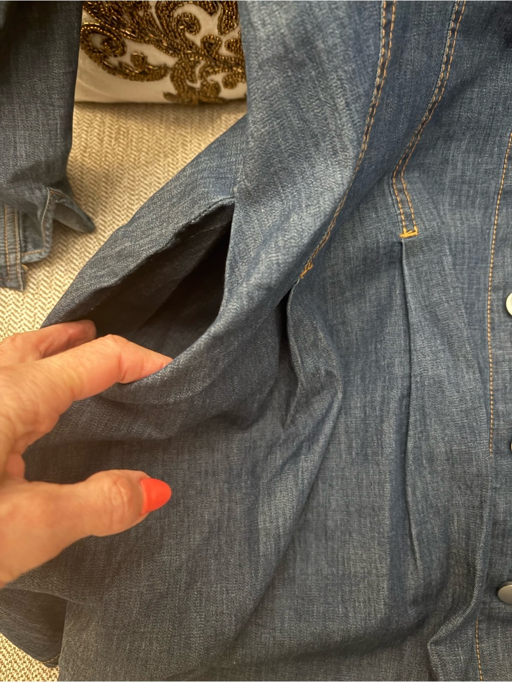EXQUISE LONG-SLEEVE DENIM MINI DRESS - Picture 10 of 15